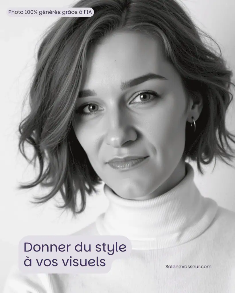 photo artistique portrait ia solene vasseur noir et blanc